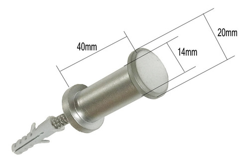 Imagen 2 de 5 de Perchero Gancho Cilindrico 4 Unidades Metalicos 40mm