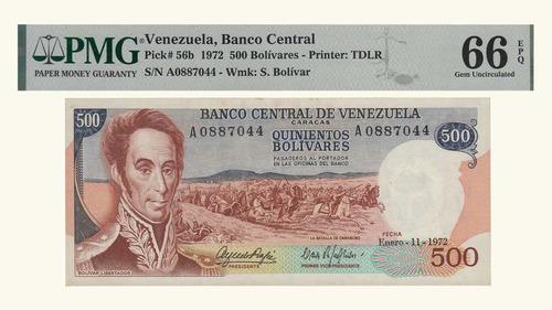 Venezuela, 500 Bolívares, Enero-11-1972, Serie A7, Pmg66 