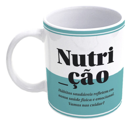 Caneca De Porcelana Profissões Presente - Nutrição Cor Branco Caneca Profissões Nutricionista