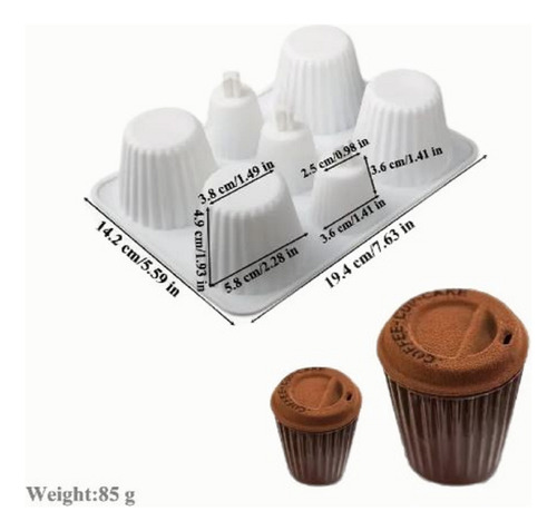 Moldes Silicona Pastel Chocolate Taza De Café A Rayas Blanco