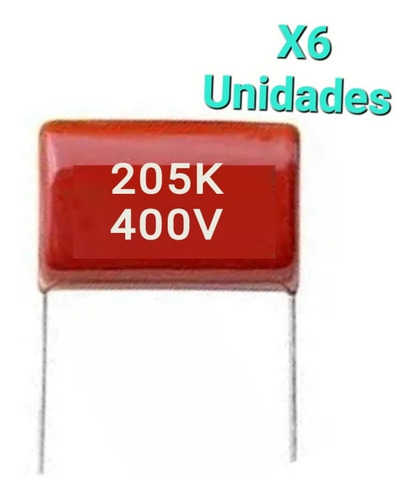 Condensador De Poliéster Metalizado 205k 400v 2.0uf (6 Unid)