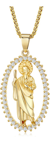 Collar De La Virgen María Chapado En Oro De 18 Quilates, De
