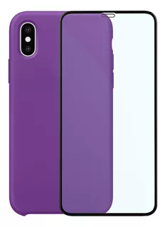 Capinha Silicone Aveludada Compatível iPhone X Xs + Película