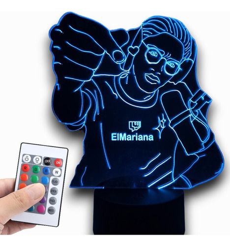 Lampara Led Elmariana Streamer Regalo Fan + Control16colores Negro
