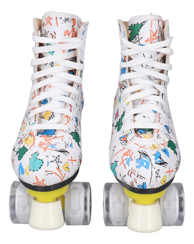 Patines De Ruedas De 4 Ruedas De Doble Hilera, Color Blanco