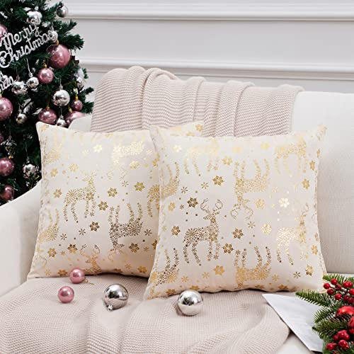 Topfinel Christmas Pillow Covers 18x18 Set Of 2,xmas Cr...