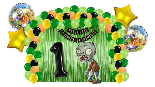 Combo Arco Globos Plantas Vs Zombie Metalizados Decoracion