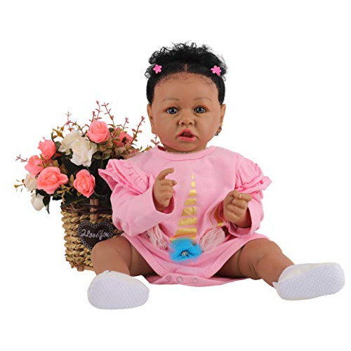 Hoomai Reborn Baby Black Dolls African American Lifelike Sil