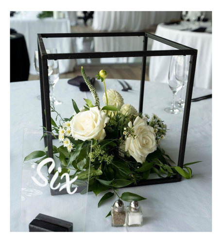 Centro De Mesa Fanal Cubo De Hierro Porta Velas /decoracion