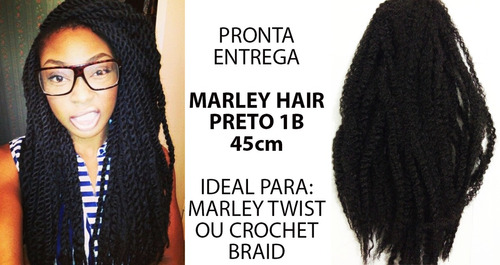Cabelo Fibra Sintética Marley Hair Para Marley Twist Cor 1b