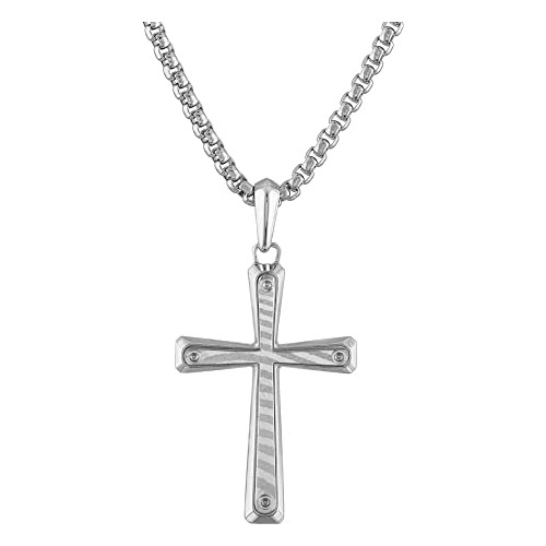 Joyería Para Hombre Collar Con Colgante De Cruz De Plata Est