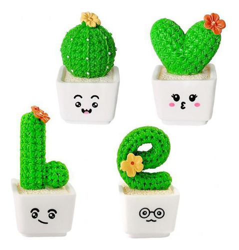 2 X 4 Piezas Cute Mini Cactus Plantas Resina Falso