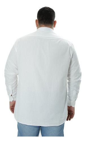 Imagem 2 de 4 de Camisa Social Masculina Manga Longa Oxford Plus Size