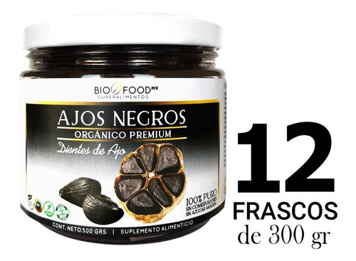 Ajo Negro Organico Premium (12 Frascos De 300g) Gourmet 