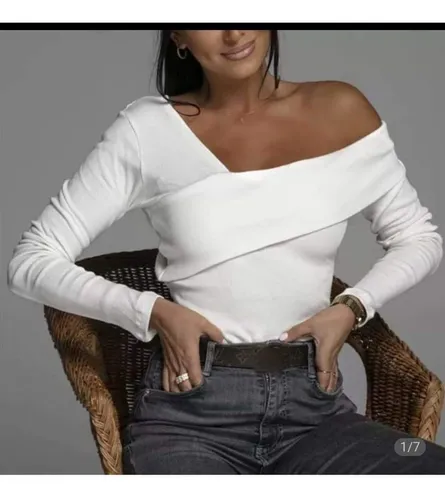 Remeras cuello bote mujer sale
