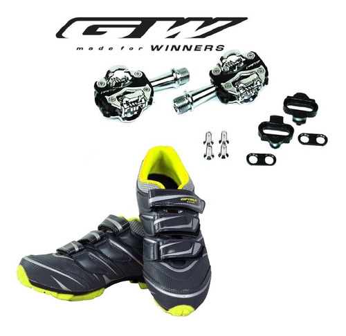 Zapatillas Optimus Mtb Ciclismo Montaña + Pedales Gw 