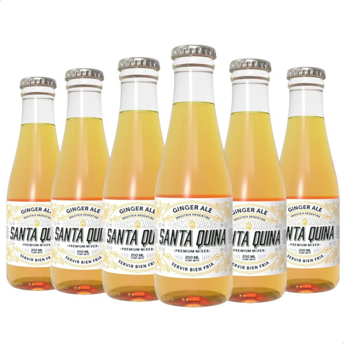 Santa Quina Ginger Ale Vidrio 200ml X 6 Unidades