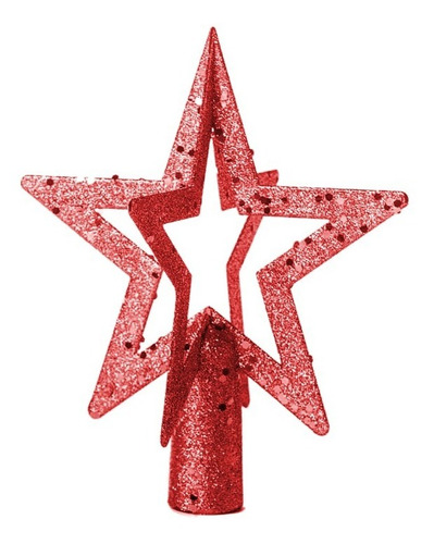 Ponteira Estrela Decoração Enfeite Árvore Natal Rosa Brilho