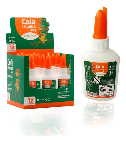Cola Branca Liquida Escolar 40g Cada - Kit Com 12 Unidades