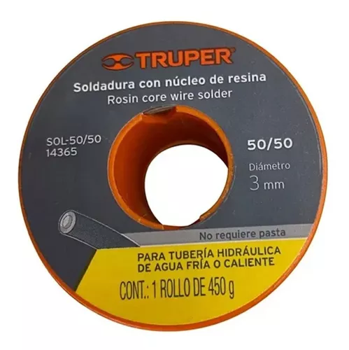 Soldadura con núcleo resina 50/50, tubería hidráulica, 450 g, Soldadura,  14365