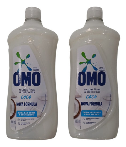 Kit 2 Lava-roupas Finas E Delicadas Coco Sabão Omo 900ml