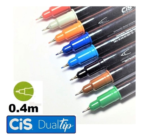 Kit Estojo 10 Caneta Pincel Dual Tip Brush Pen Fineliner Cis