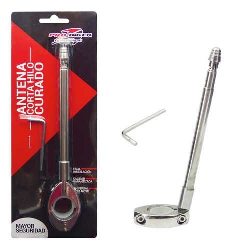 Antena Para Moto Metal, Corta Hilo Curado, Maxima Seguridad.