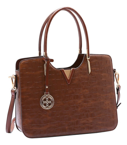 Bolsa Feminina Mão Chenson Cg84213 Croco Chic Cor Café