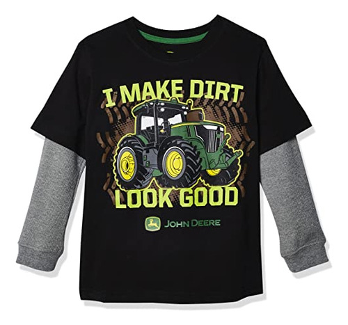 Playera John Deere Boys 2 For Tee, Negro/gris, 6-7 Años De