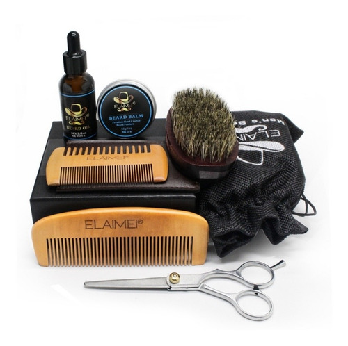 Kit Beard Luxury 7, Cepillo, Tijeras, Aceite Y Crema