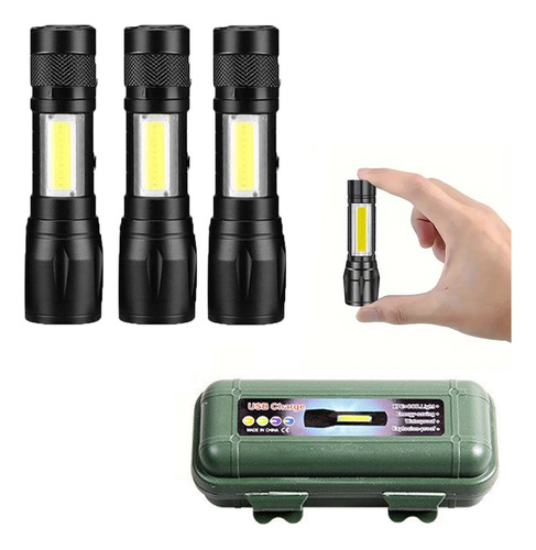 Mini Linterna Led Superbrillante De 4 Cajas, Recargable