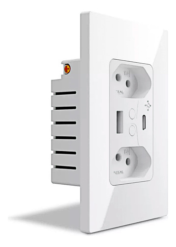 Tomada Inteligente Dupla 10a Wifi Usb+usb-c 4x2 Ekaza Alexa