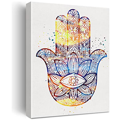 Cuadro De Arte Lienzo De Mano De Hamsa Hand Kabbalah Ac...