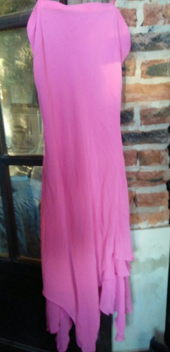 Vestido De Fiesta En Gasa Rosa Dior Ruedo Irregular T. S