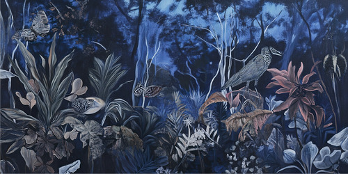 Vinilos Murales Empapelados Paisaje Tropical Fondo Azul Turq Full Color