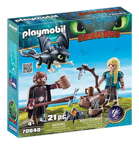 Juego Playmobil Dragons Hipo Y Astrid Con Bebé Dragón 21 Piezas 3+
