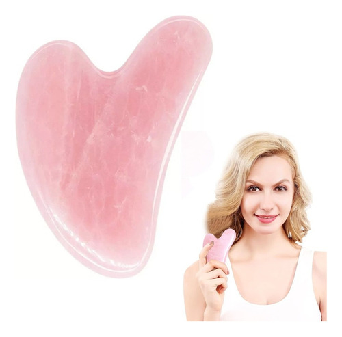 Gua Sha Masajeador Facial 100% Cuarzo Rosa Antiedad Rejuvene