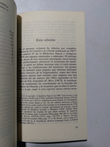 Libro El Caballero De Olmedo / Lope De Vega (Usado)
