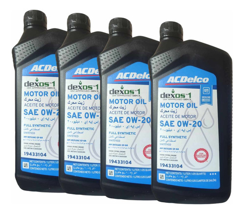 4 Litros Aceite 0w20 Acdelco Dx1 Full Sintetico 