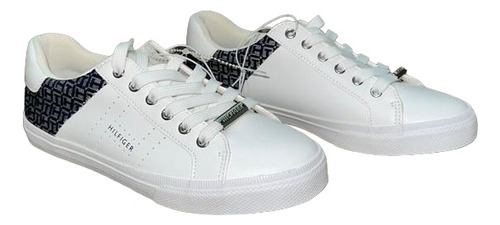 Tenis Blancos Tommy Hilfiger Con Detalle Tela Azul