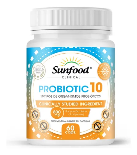 Probiotic 10 Probióticos 60 Cápsulas Suplemento Sunfood