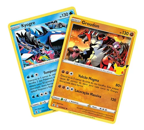 Cartas Pokémon Lendários Groudon + Kyogre