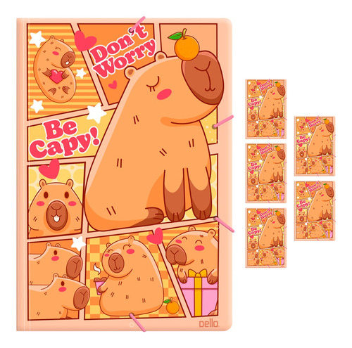 Kit 5 Pastas Aba Elástico A4 Capivara Be Capy