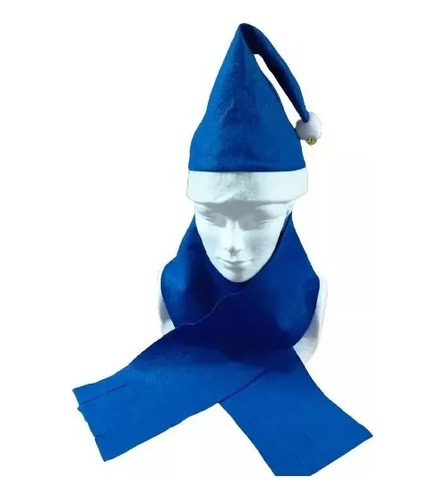 3 Gorros Y 3 Bufandas De Santa Claus Navidad Color Azul