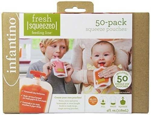 Bolsas Compota Infantino Squeeze Pouches, 50 Unds