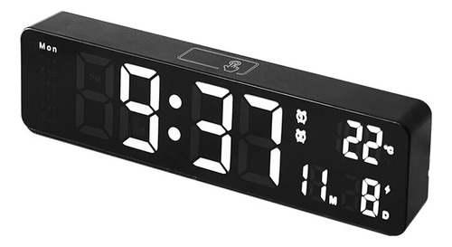 Reloj Despertador Digital Led Con Control De Voz, Temperatur
