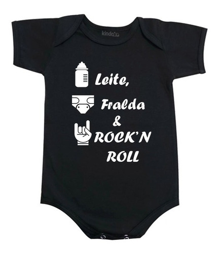 Body Leite Fraldas E Rock N Roll Bebê Bori Bodie Roupinha