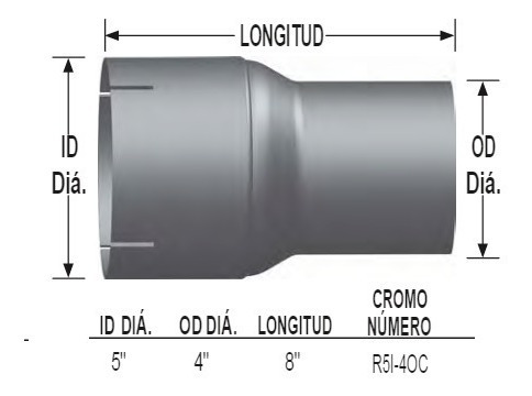 Tubo Escape  Reductor 5 A 4 PuLG Cromado