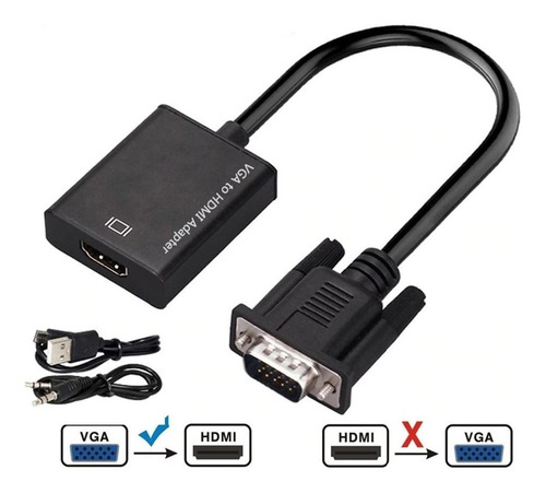 Imagem 1 de 5 de Cabo Mini Convesor Vga Para Hdmi Com Áudio E Vídeo Full Hd