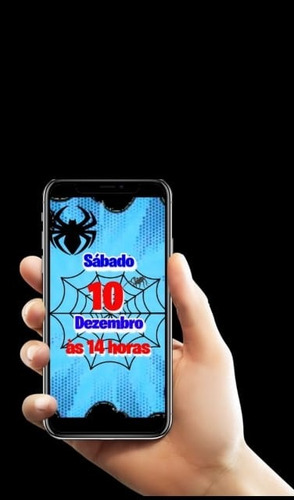 Convite Virtual Animado Personalizado Homem Aranha -vertical